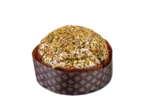 Panettone Artigianale con Cioccolato Bianco e Crema Pistacchio 25%